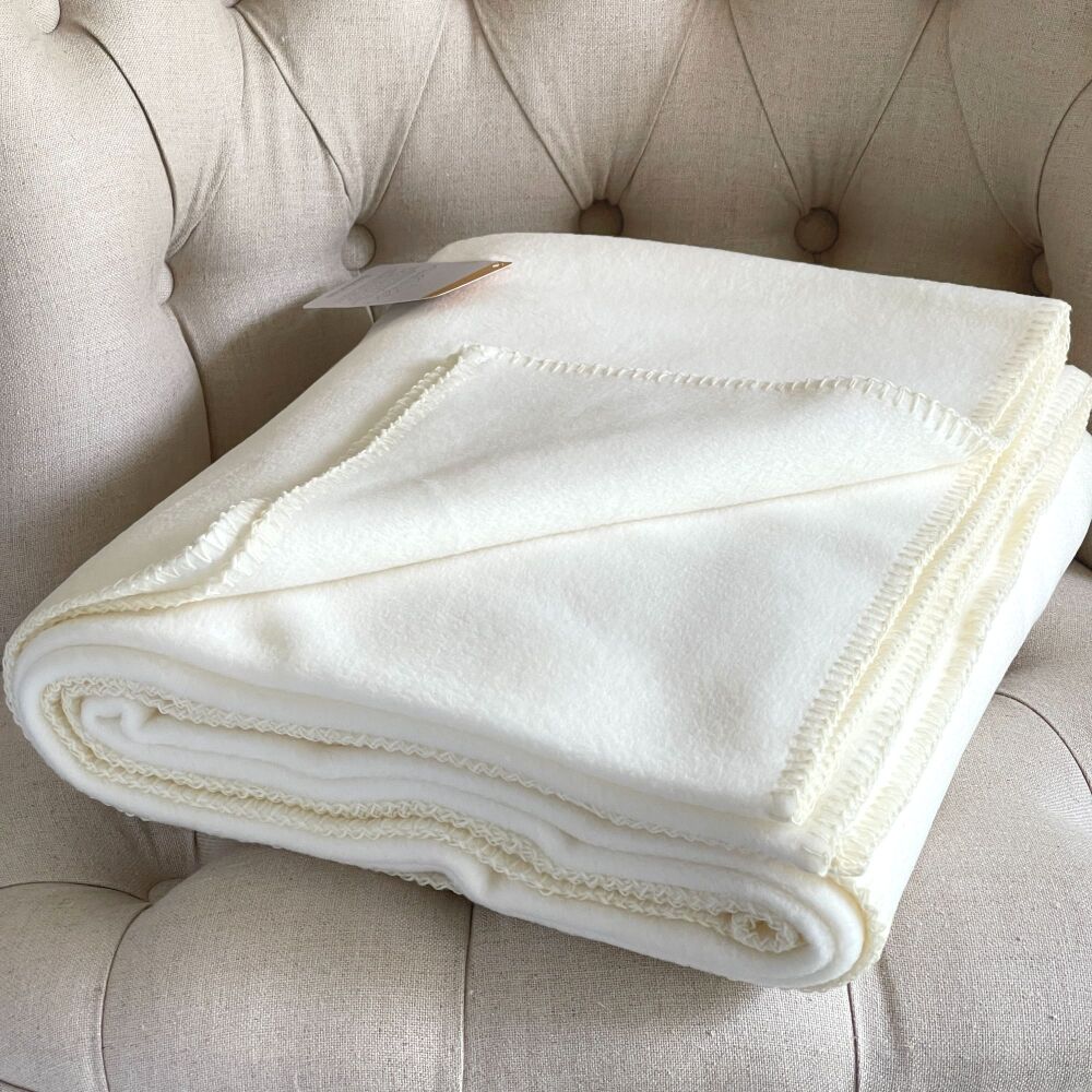 White microfleece blanket sale