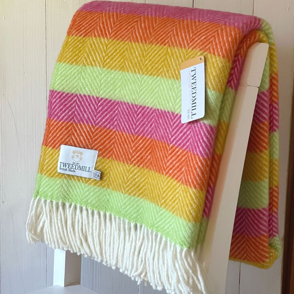 Tweedmill Herringbone Refresh Stripe Pure New Wool Throw