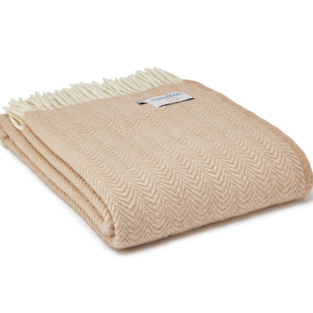 Tweedmill Dune Pure New Wool Throw Blanket - Vintage Beige