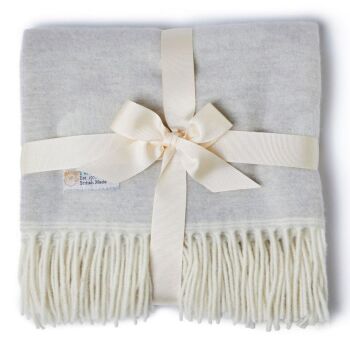 Tweedmill Merino Lambswool Sky Baby Blanket / Throw - Silver Grey