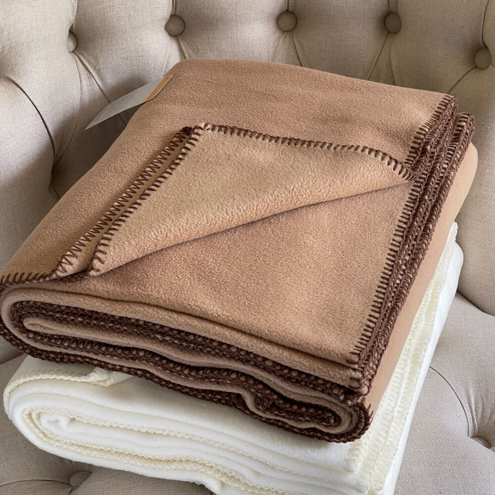 Luxurious Fleece Throw or Blanket Large - Camel