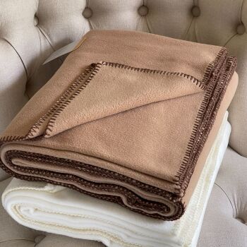 Luxurious Fleece Throw or Blanket Large - Camel Beige