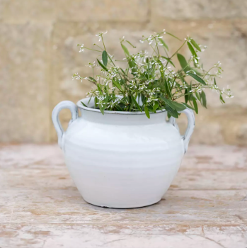 Handcrafted Cache Pot Vase in Vintage White