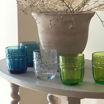 Coloured Glass Tumbler Pair - Clear