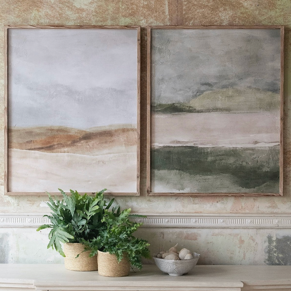 Rustic Landscape Artwork - Pair of Framed Pictures