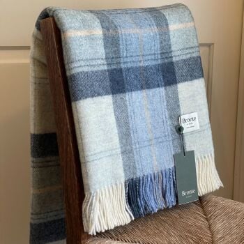 BRONTE by Moon Skye Shetland Wool Throw/Blanket - Blue