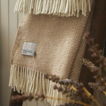 Tweedmill Dune Pure New Wool Throw Blanket - Vintage Beige