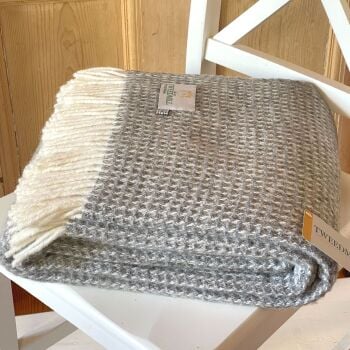 Tweedmill Soft Waffle Silver Grey Pure New Wool Large Throw or Blanket