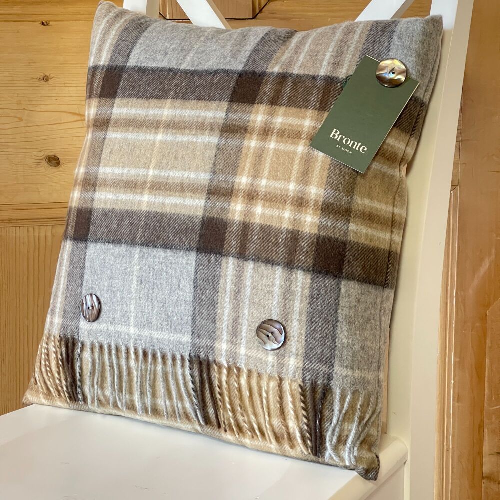 BRONTE by Moon Cushion - Classic McKellar Beige/Grey Check Supersoft Merino