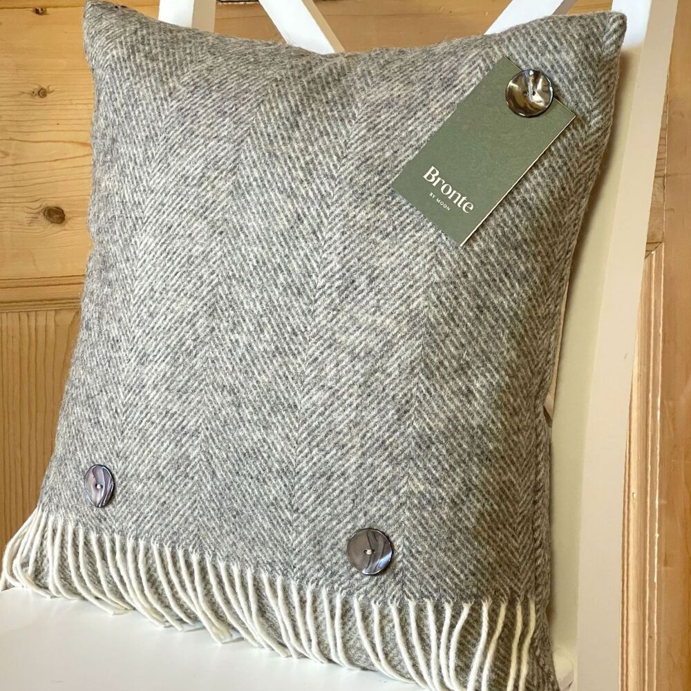 BRONTE by Moon Cushion - Herringbone Vintage Grey Shetland Wool