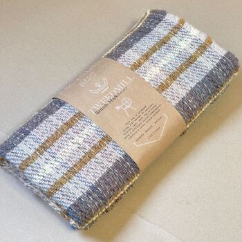 Wool Recycled Throw / Blanket / Picnic Rug in Mustard, Cream, Blue/Grey Natural - 100% wool