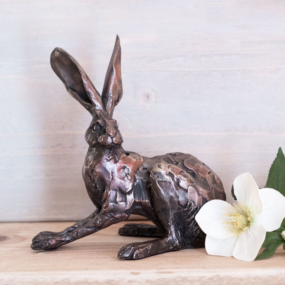 Premier Collection Crouching Hare Gallery Bronze Sculpture by Paul Jenkins