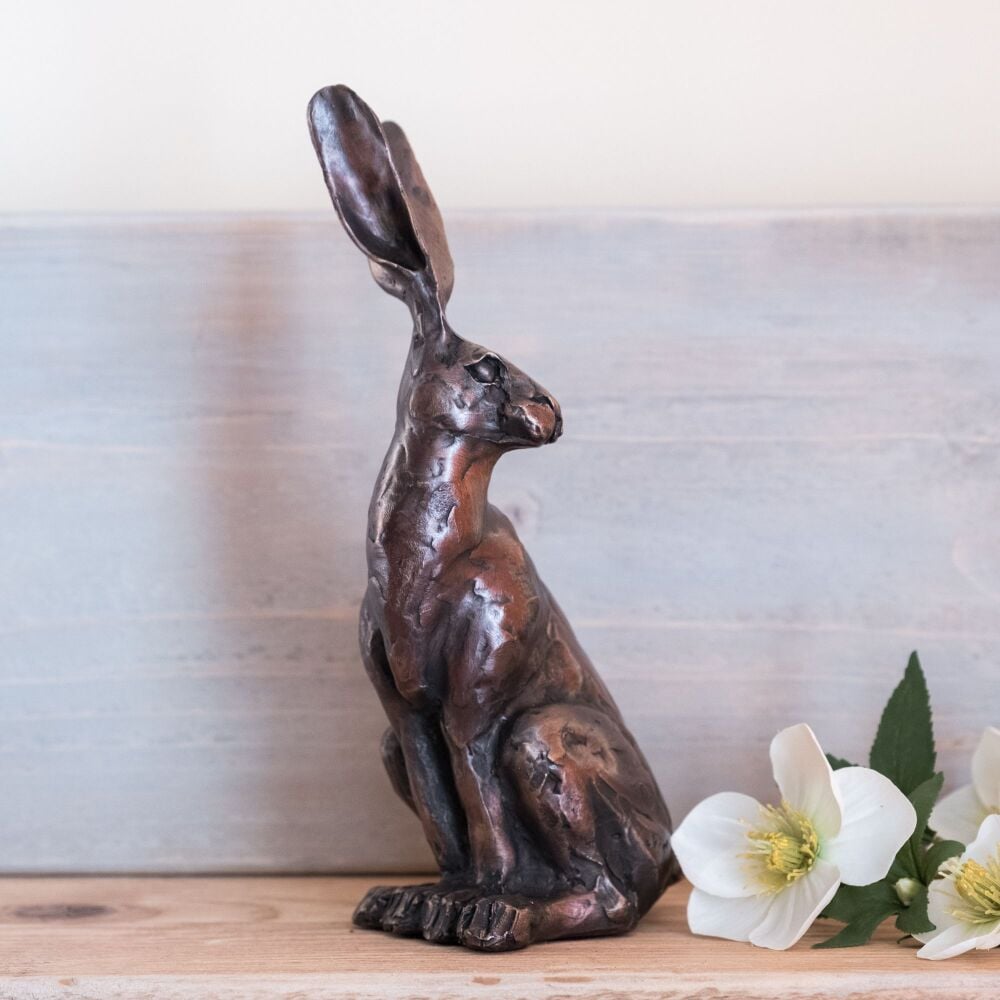 Premier Collection Sitting Hare Small Gallery Bronze Sculpture by Paul Jenk