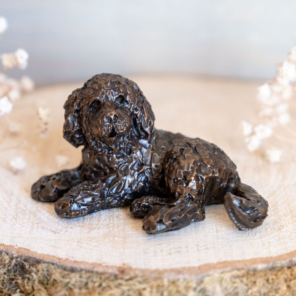 Frith Creative Bronze Cockapoo Lying Sculpture Miniature SOLID BRONZE by Ad