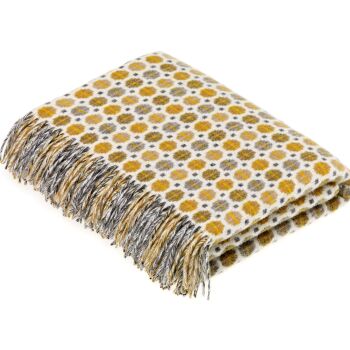 BRONTE by Moon Milan Gold Throw in Supersoft Merino Lambswool