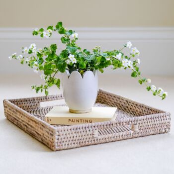 Rattan Wicker Artisan Tray Large - Natural Whitewash