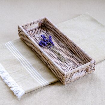 Rattan Wicker Artisan Tray Small - Natural Whitewash