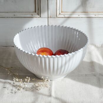 Medium Footed Stoneware Centrepiece Bowl /Fruit Bowl - White