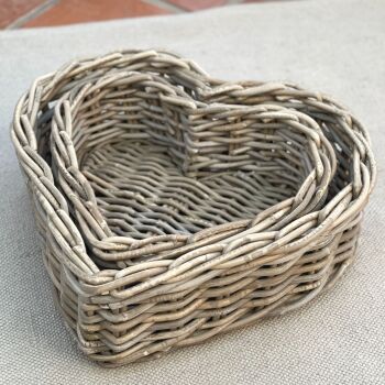 Rattan Wicker Heart Basket Natural - Small