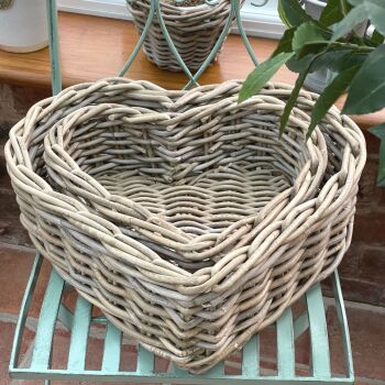 Rattan Wicker Heart Basket Natural - Large