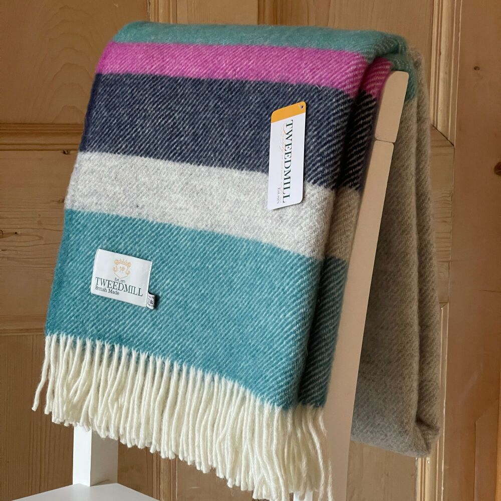 Tweedmill Alaska Stripe Breeze Pure New Wool Throw Blanket