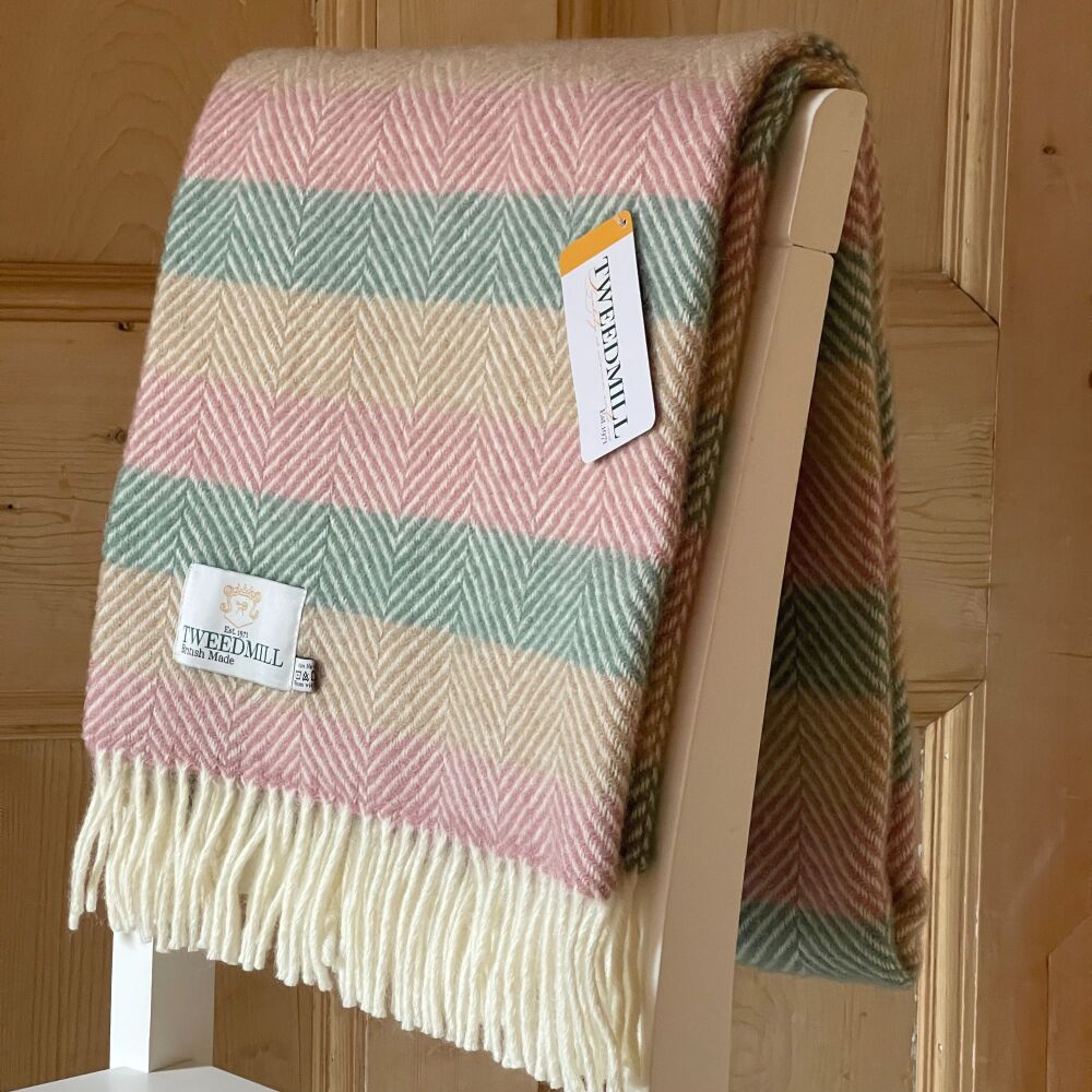 Tweedmill Herringbone Summer Breeze Stripe Knee Rug or Small Blanket Pure N