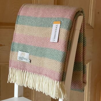 Tweedmill Herringbone Summer Breeze Stripe Pure New Wool Throw