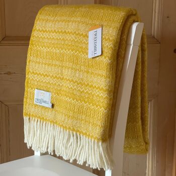 Tweedmill Fair Isle Pure New Wool Throw Blanket - Mustard Yellow