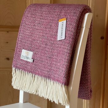 Tweedmill Deep Pink with hint of Grey Ascot Pure New Wool Throw Blanket