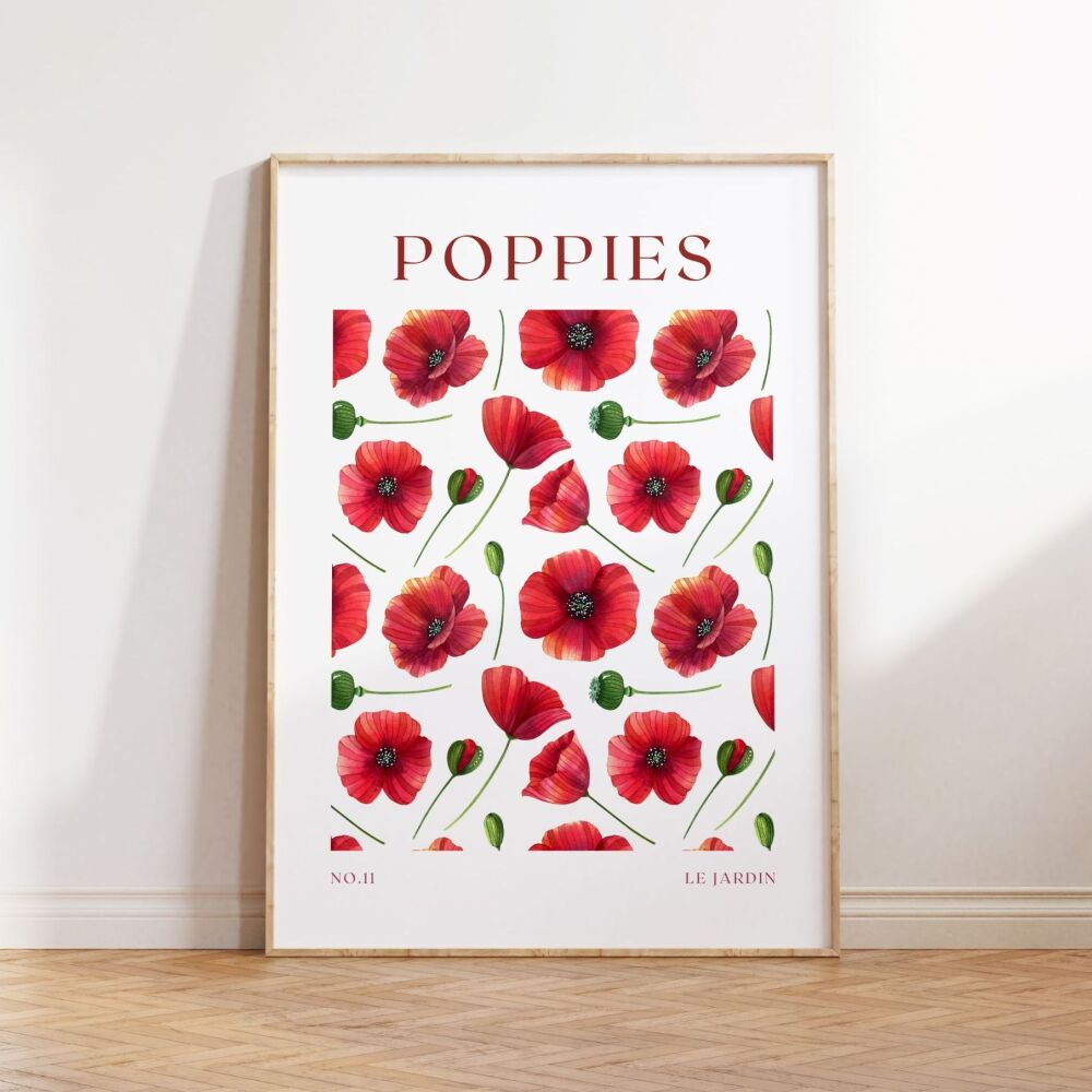 Poppy Print - Red & Green