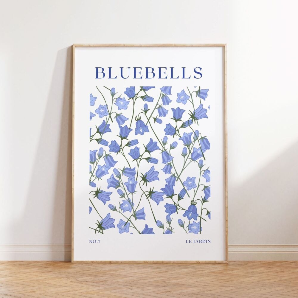 Bluebell Art Print - Green & Blue