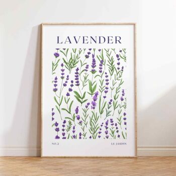 Lavender Flower Art Print - Purple & Green