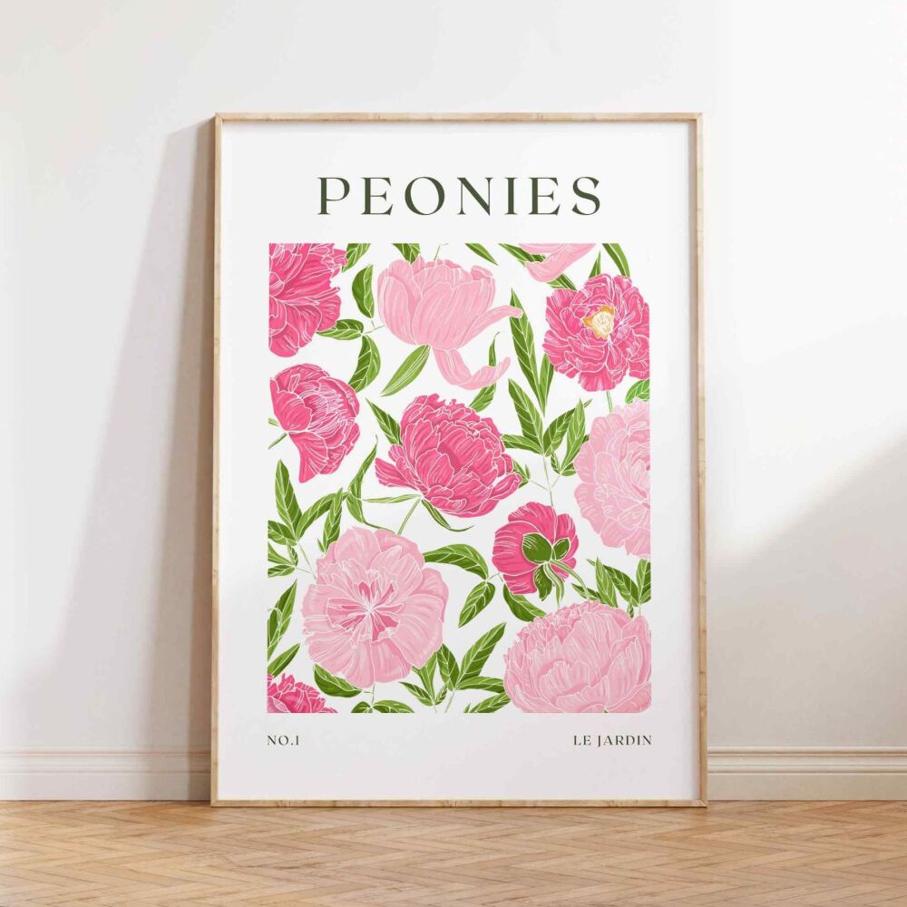 Peony Art Print - Green & Pink