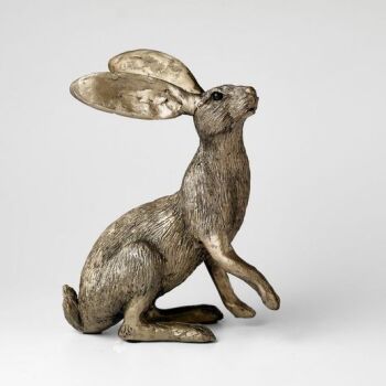 Hare with Paws Up Slightly Frith Bronze Sculpture by Paul Jenkins