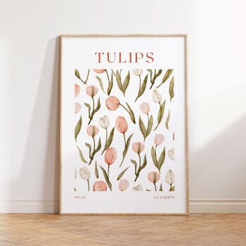 Tulip Art Print - Soft Pink & Green
