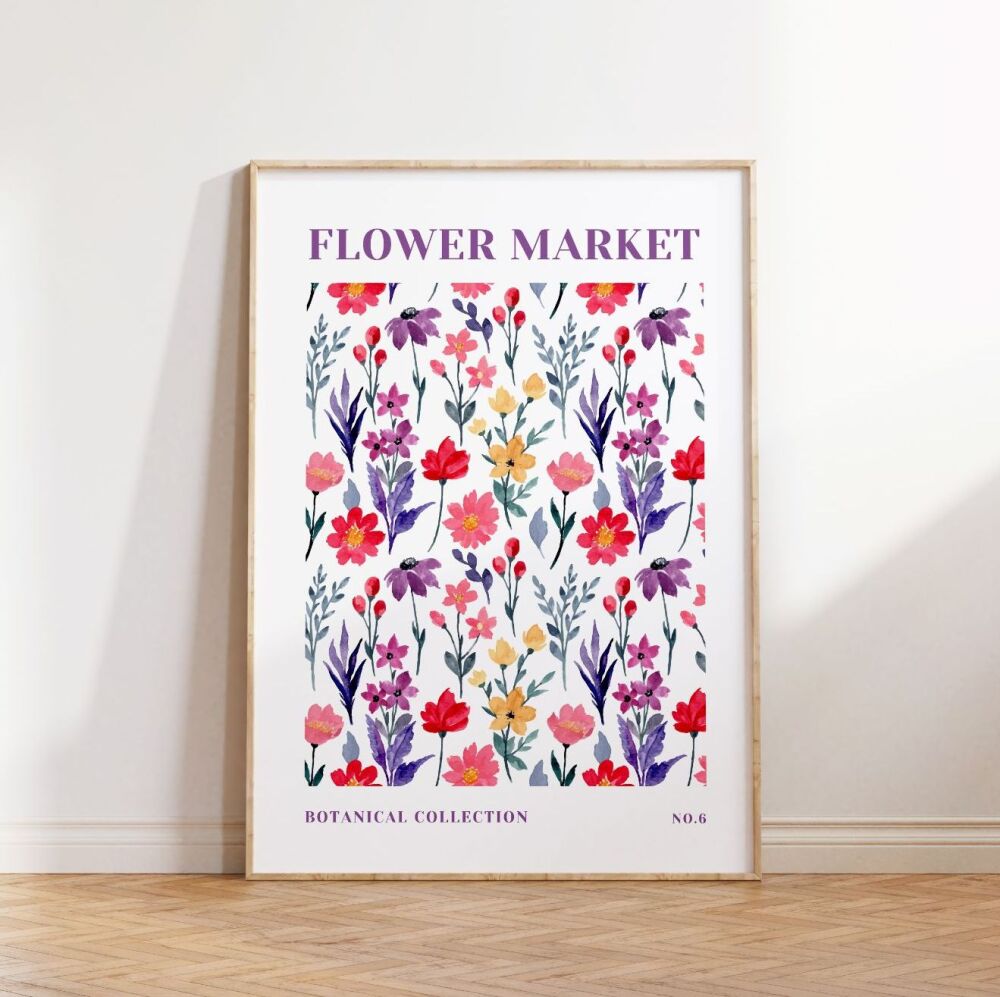 Flower Market Print - Multicoloured