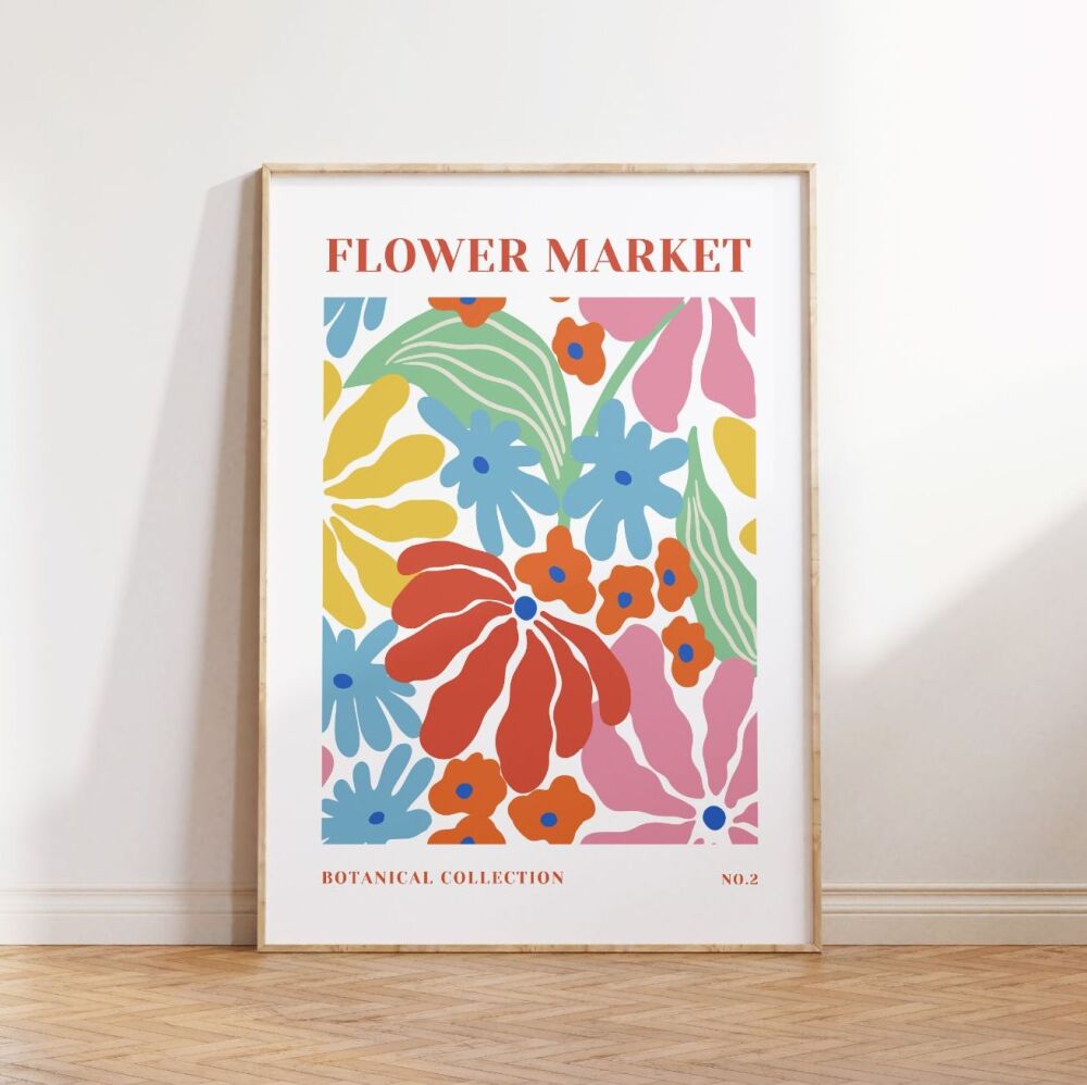 Flower Market Print - Abstract Multicoloured