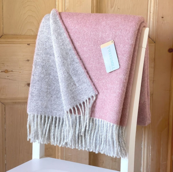 Tweedmill Dartmoor Knee Rug or Small Blanket Throw Pure New Wool - Sunken Pink