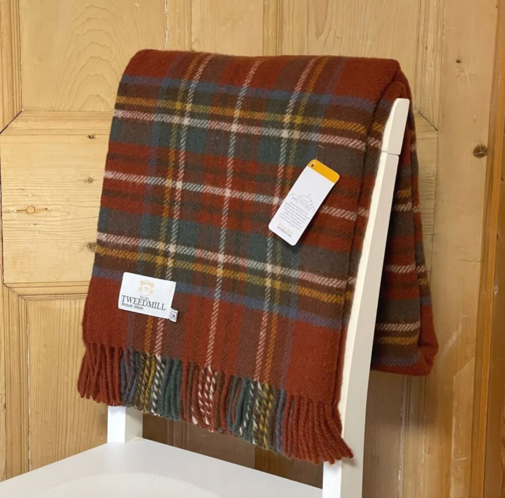 Tweedmill Tartan Antique Royal Stewart Knee Rug or Small Blanket Pure New W