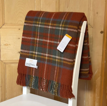 Tweedmill Tartan Antique Royal Stewart Knee Rug or Small Blanket Pure New Wool