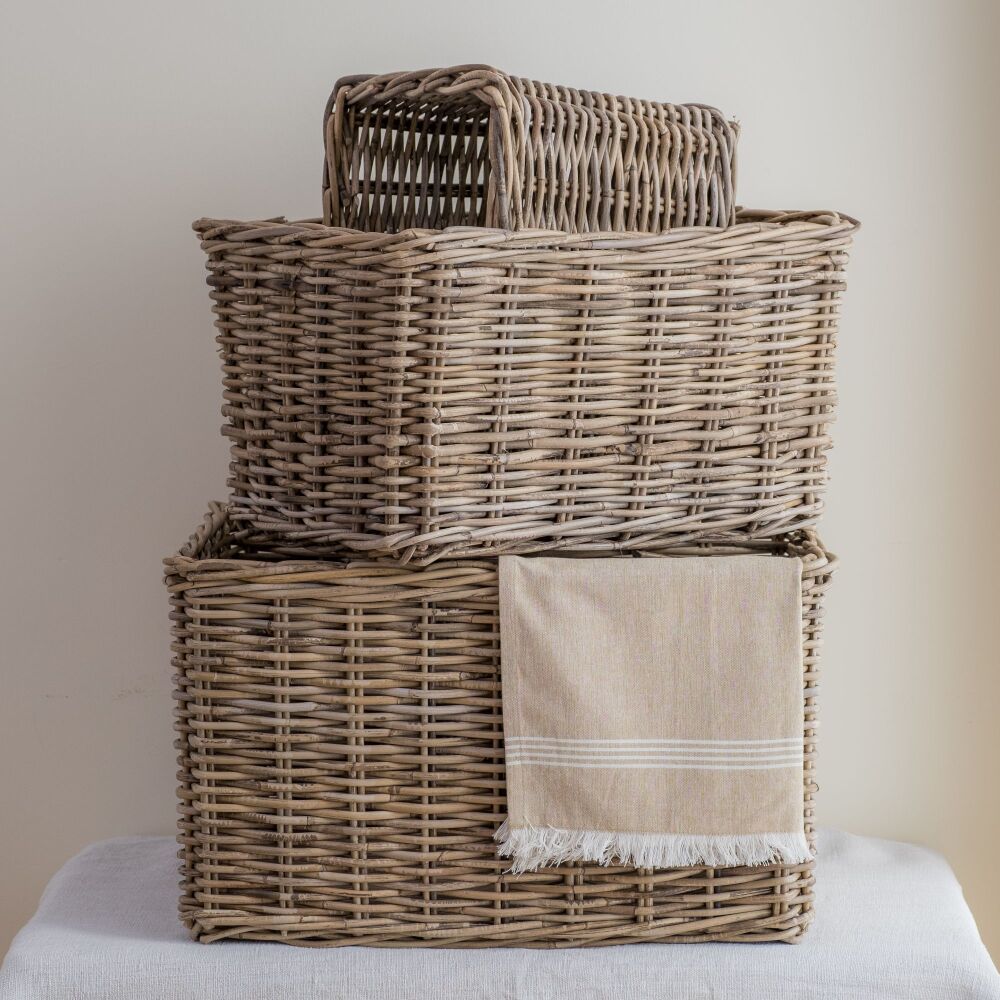 Rattan Wicker Oblong Storage / Log Basket - Natural