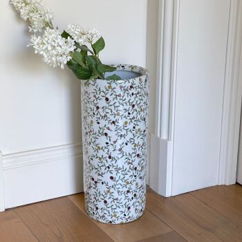 Ceramic Umbrella Stand in Botanical Green & White