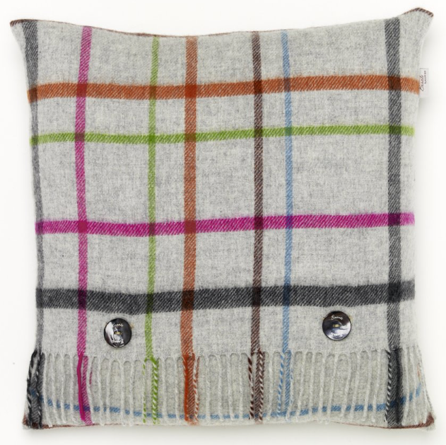 BRONTE by Moon Cushion - Grey Multi Check Merino Lambswool
