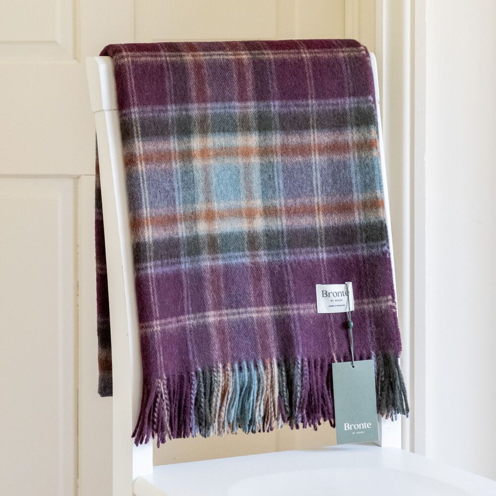 BRONTE by Moon Winterton Merino Lambswool Throw/Blanket - Damson