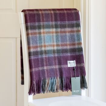 BRONTE by Moon Winterton Merino Lambswool Throw/Blanket - Damson