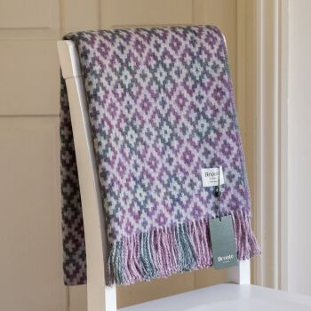 BRONTE by Moon Dartmouth Shetland Wool Throw / Blanket - Heather Purple