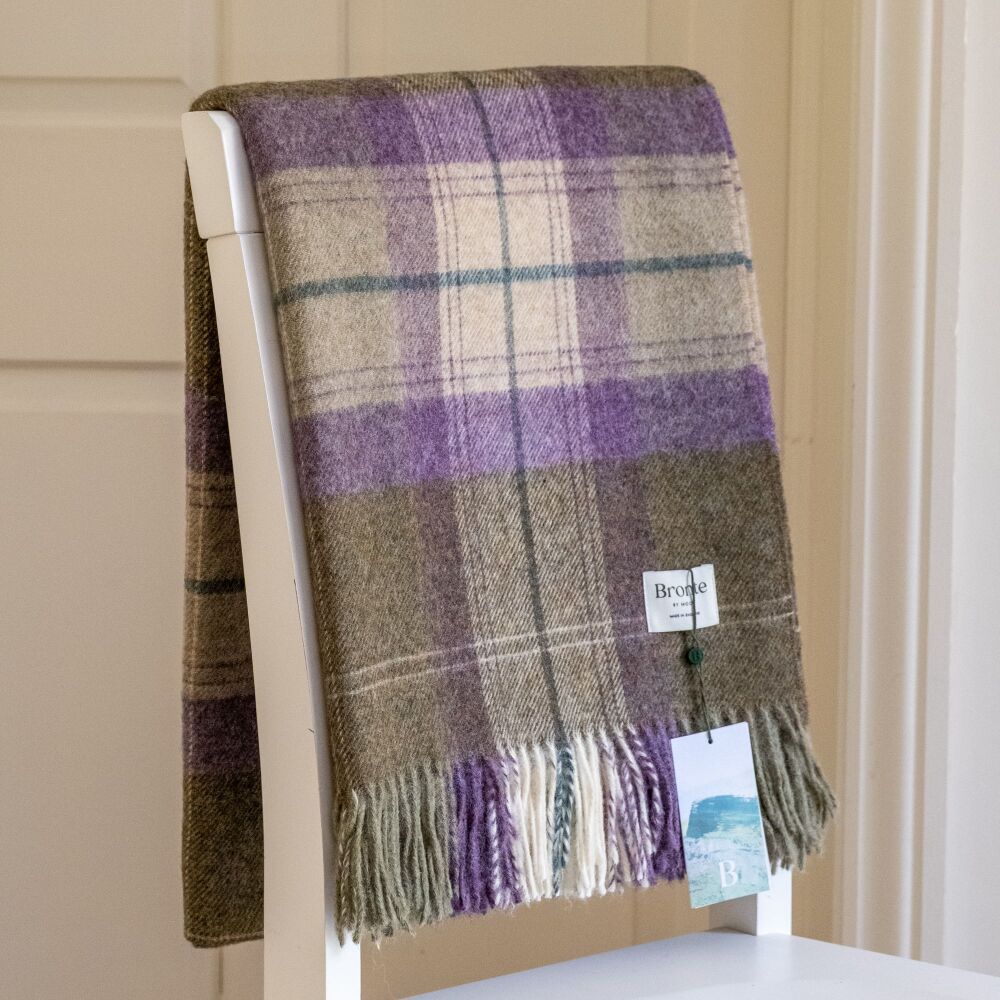 BRONTE by Moon Skye Shetland Wool Throw/Blanket - Heather