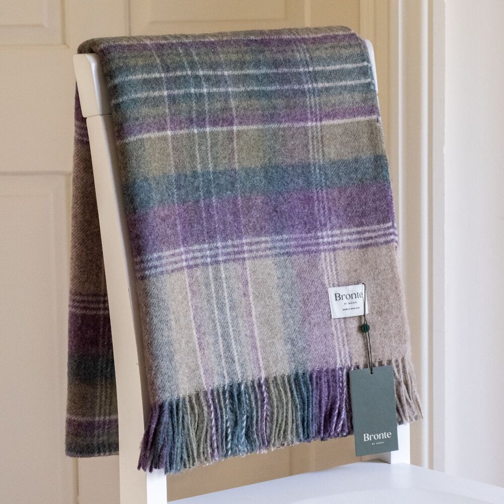 BRONTE by Moon Kintyre Shetland Wool Throw / Blanket - Heather Purple