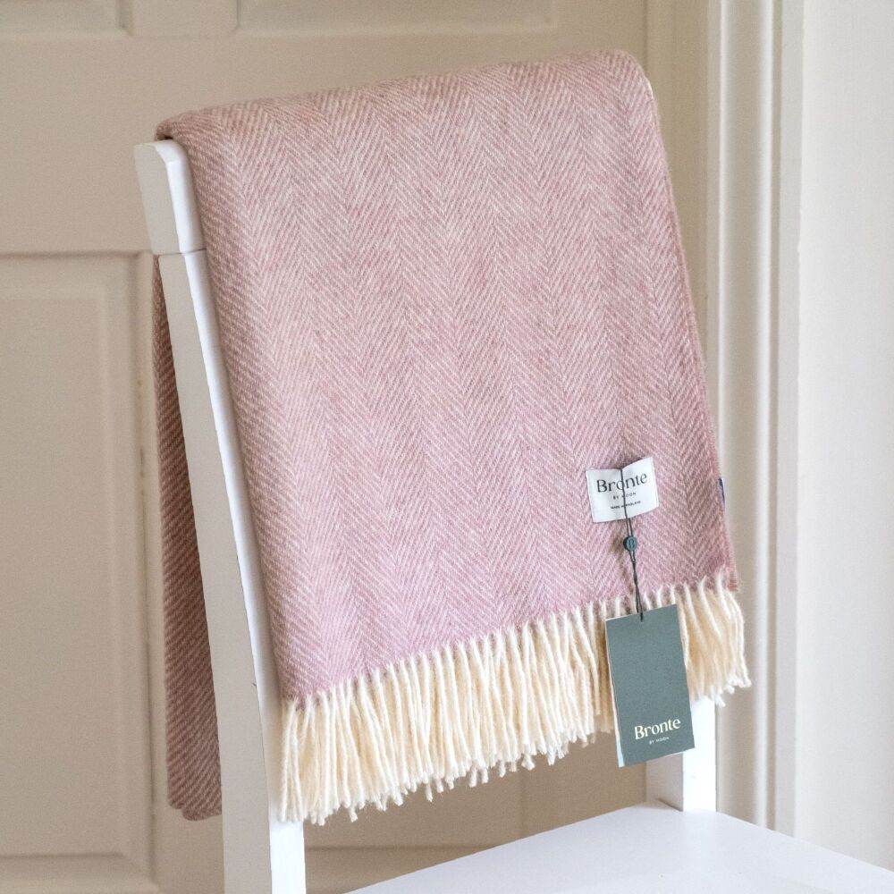 BRONTE by Moon British Wool Herringbone Throw - Pink