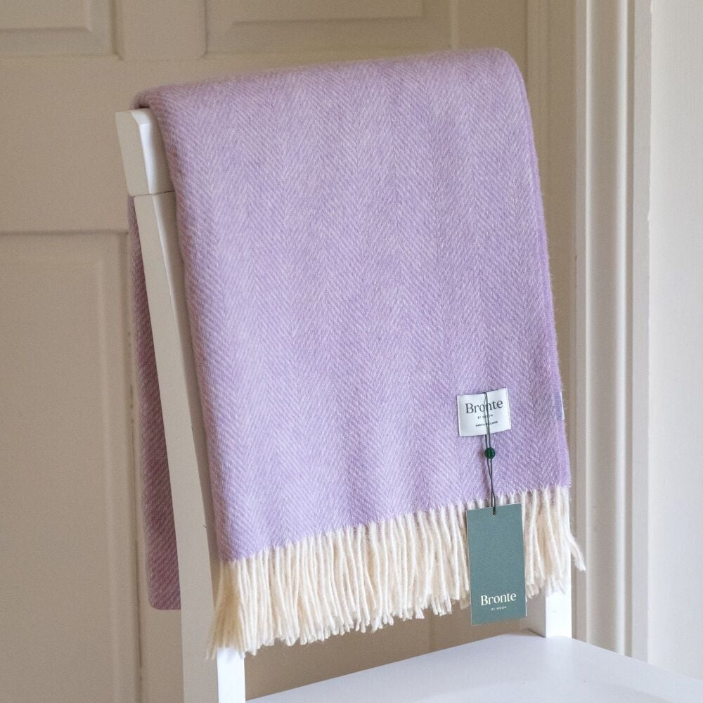 BRONTE by Moon British Wool Herringbone Throw - Lilac Purple